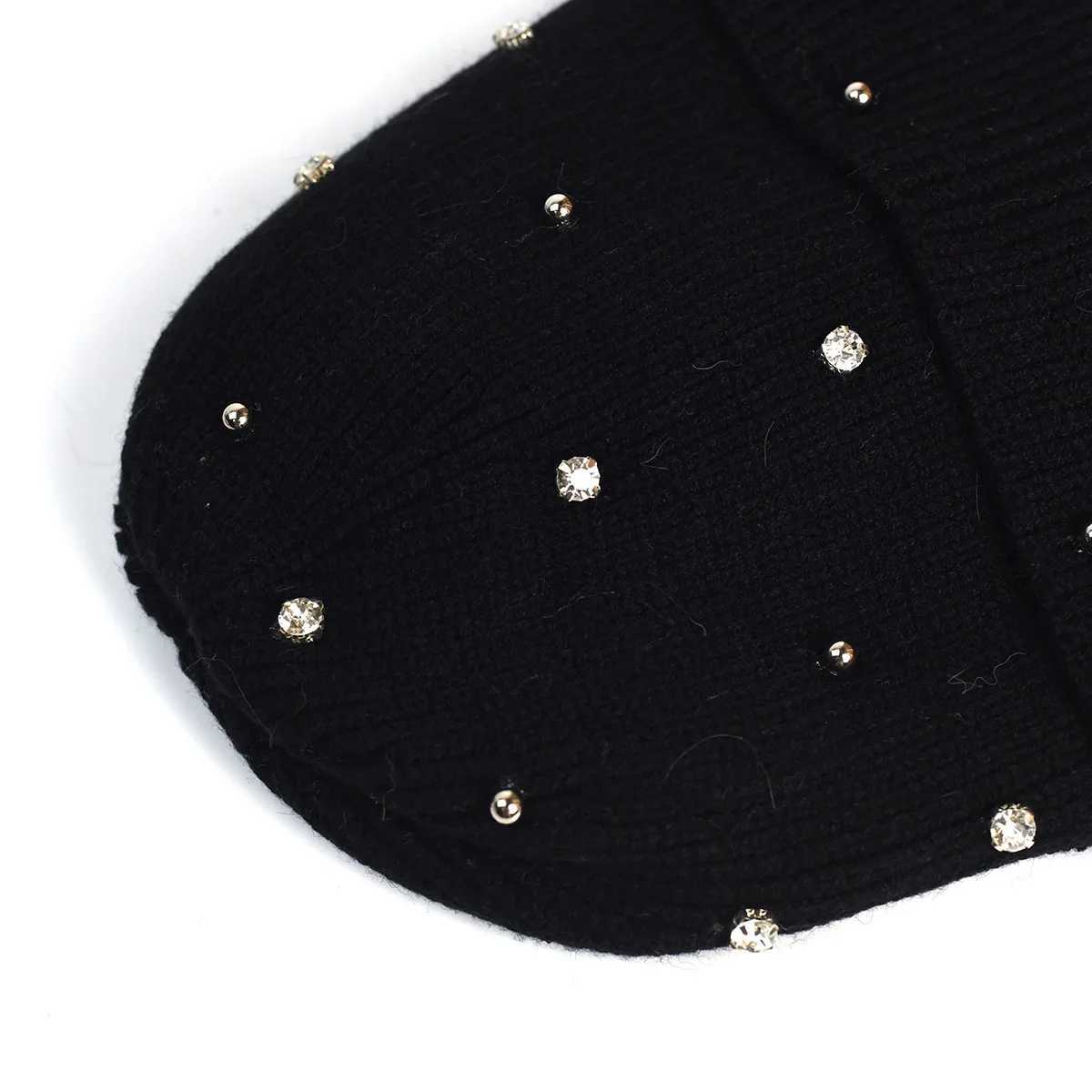 Beanie/Skull Caps New Solid Color Plush Knitted Hat for Women Winter Gradient Warm Wool C Female Pearl Beanies Outdoor Thickened Fashion Bonnet J24092
