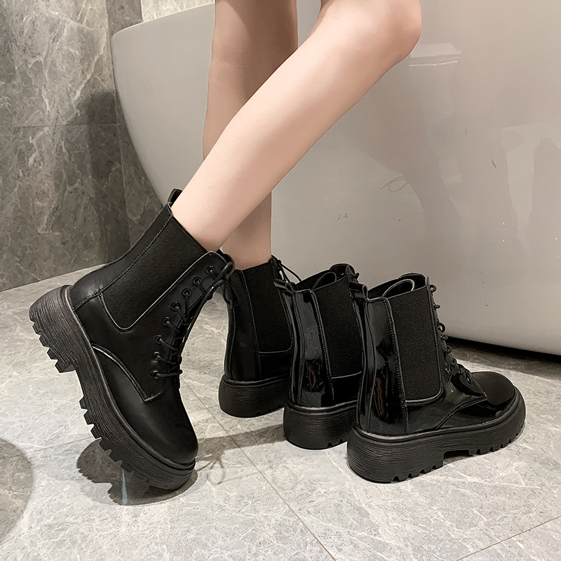Luxury boot designer slim and plush Martin ladies, 2025 new multifunctional black British style short boots