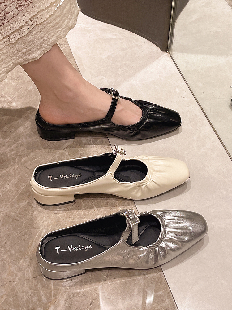 New designer slippers luxury sandals Baotou Half Women's Outerwear 2024 New Summer Folded French Thick Heel Sier Mary Jane Muller Cool Slippers