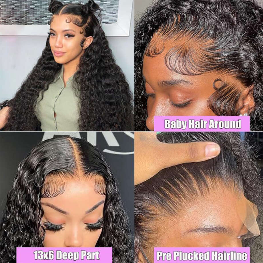 Human Hair 13x4 Deep Frontal 13x6 Curly HD Front Wigs Brazilian Water Wave 6x4 Glueless Lace Closure Wig On Sale