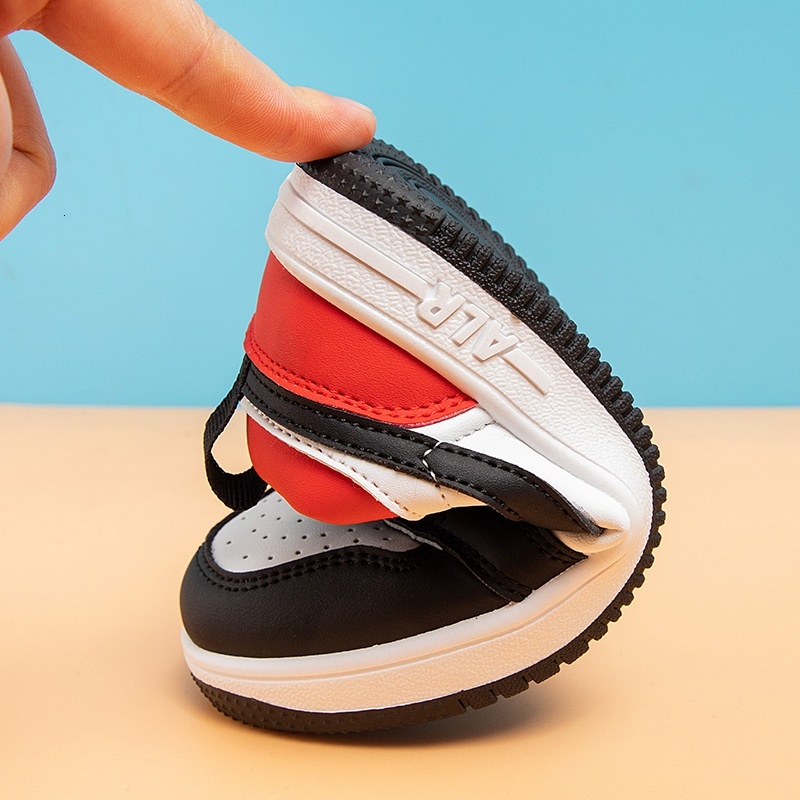 Children's low cut leather casual board new girls' color matching Korean version, boys' sports shoes, students' handsome and versa