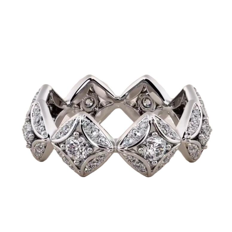 Sterg Sier CZ Dia Full Round Cut Wedding Band Jewelry Ring