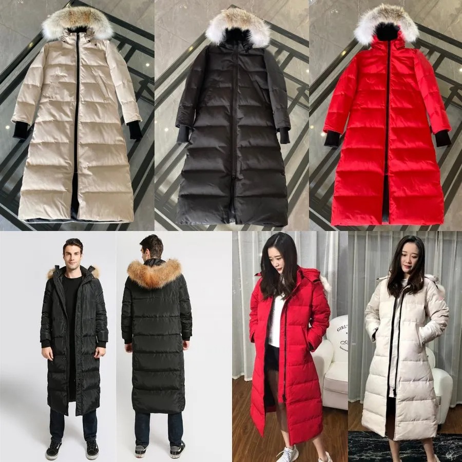 designer puffer jacket canadian mystique coyote fur winter thickened womens extra long hooded coat Long parka down Jacket