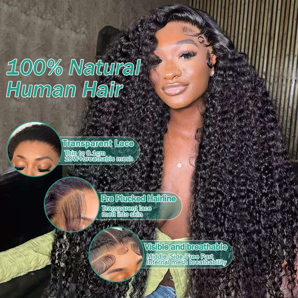 Brazilian 30 34 Inch 180% Deep Wave HD 13x4 Front Human Hair Loose Curly Lace Frontal Wig For Women