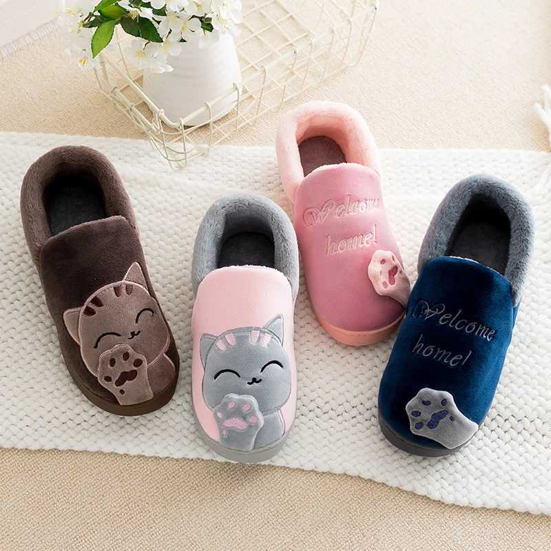 Cartoon cotton slippers couples stay at home cute indoor home warm autumn and winter non slip cotton shoes for menXJ240723