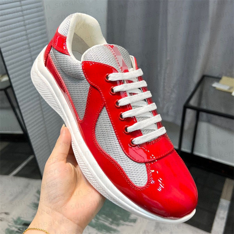 22s Luxury Americas Cup Men Casual Shoes Mesh and Patent Leather Low Top Trainers Sneakers Walking Rubber Sole Fabric Outdoor with Box 38-46eu Summer Trainers f2
