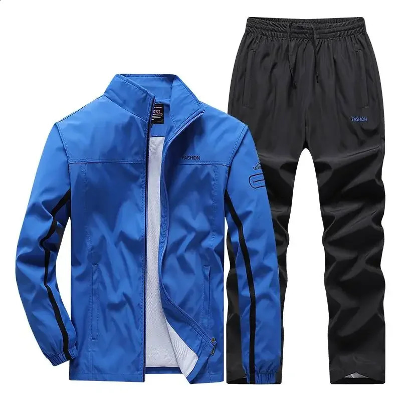 Mens 2-piece casual full zipper gym jogging sportswear sportswear 240923