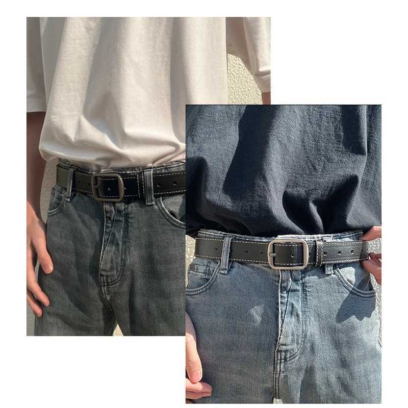 Mens Fashion Belt Alloy Needle Buckle Belt Black Trendy Waistband Korean Versatile Jeans StrapX240923