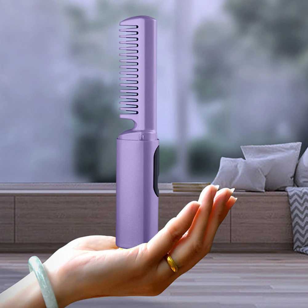 Portable hair straightener 1500mAh straight hair curling brush 2-in-1 wireless hot comb straight hair brush CL240923