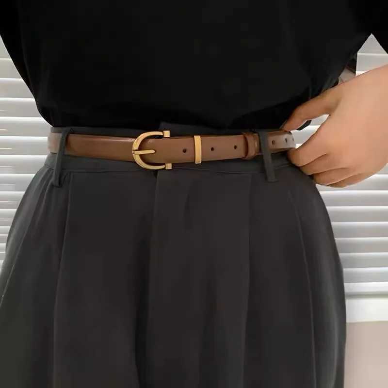 Womens Belt Fashionable Decoration Needle Buckle Belt Genuine Leather Vintage Jeans Versatile Black Pants Simple SummerX240923