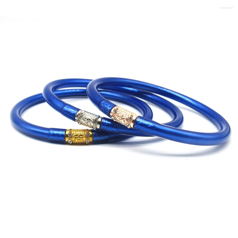 Bangle High Quality 3Pcs/Set Golden Glitter Filled Silicone Jelly Bracelet Lightweight Buddha Girl Bracelets For Women Girls