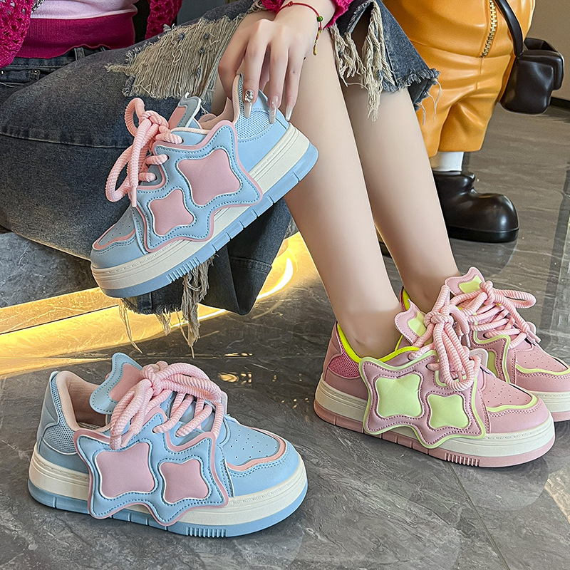 Hong Kong Style Stars Contrasting Colors Versatile Platform Sneakers 3a8c
