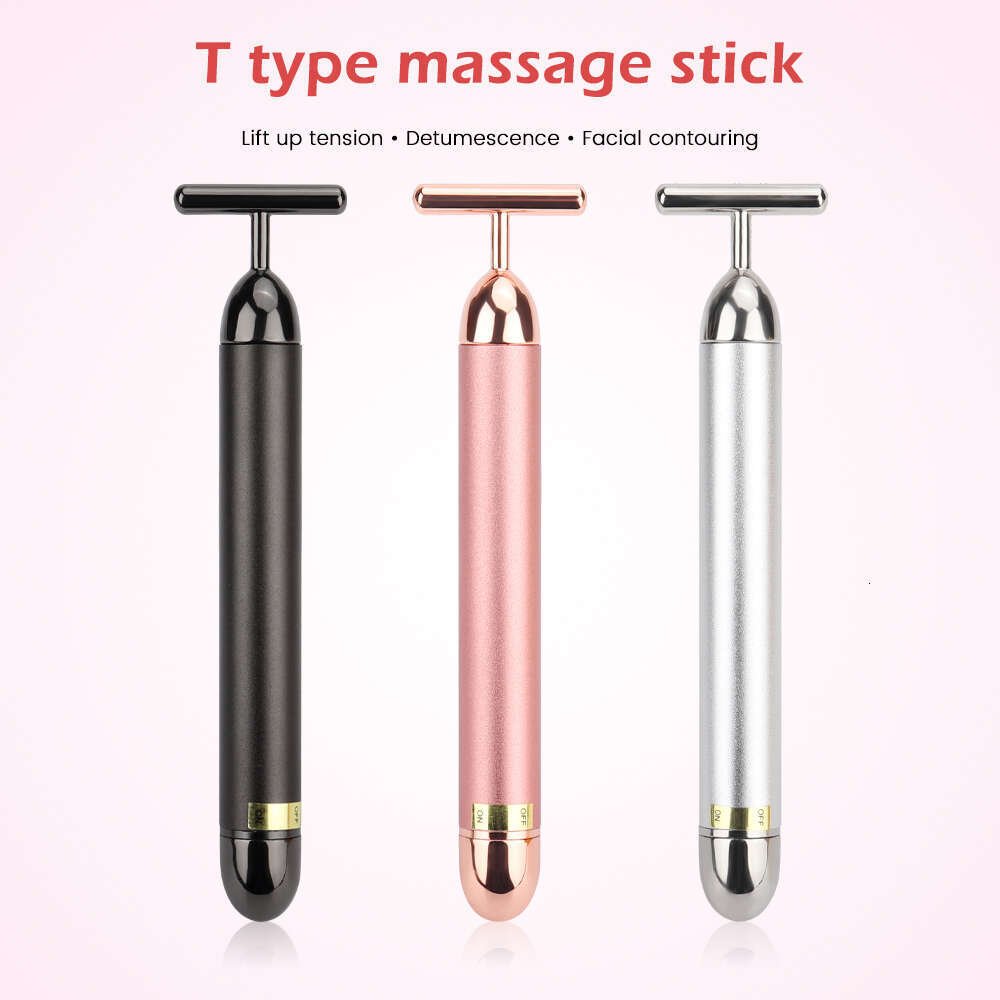 Gold Roller Vibrating Massager Slimming Facial Skin Beauty Pulse Firming Face Massage Lift Tightening Wrinkle Bar