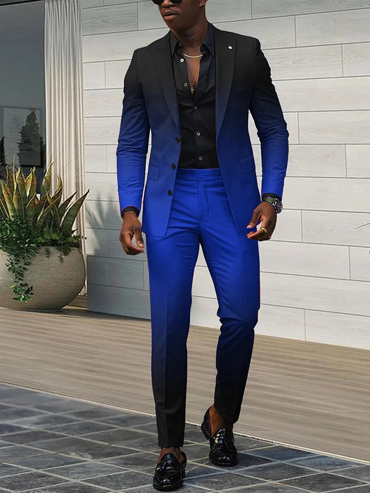 Gradient ball high-end clothing set long pants set single chest set button down pants two-piece set WL008-MR7 240923