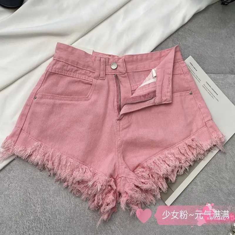 2024 High-waisted Slim Tassel White Denim Raw Shorts Summer 2024 Hot Girl Design New Womens Jean Shorts X240918