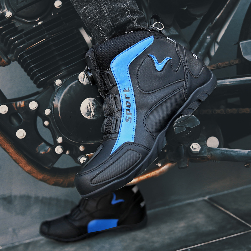ddmytiger Large size couple racing high top motorcycle road riding shoes, knob tied shoes C ddmythur