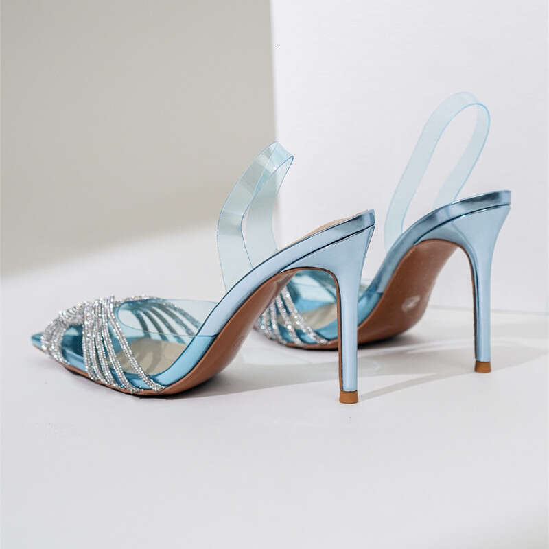 Brand 10cm Thin High heels Women Fashion Transparent PVC Rhie Sgbac Gladiator Sandals Summer Party Prom Shoes