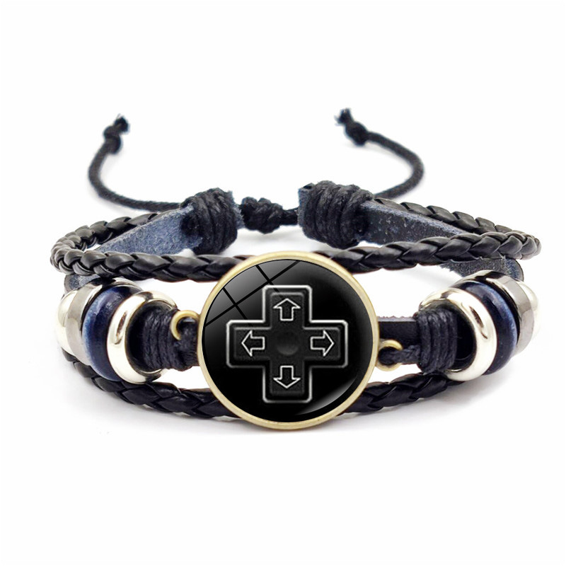 Game controller bracelet women's vintage handwoven leather bracelet fashion minimalist hand jewelry Free shipping