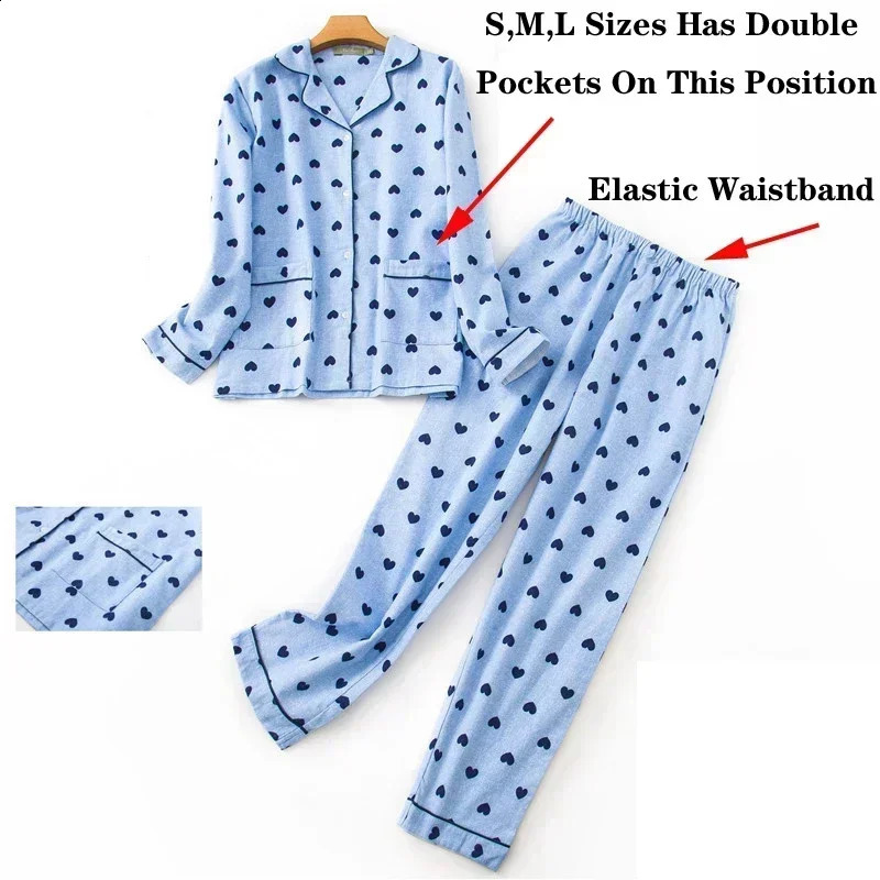 Womens Pajamas Plus Size S-XXXL Clothes Ladies Flannel Cotton Home Wear Suit Autumn Winter Pajamas Plaid Print Sleep Tops 240923