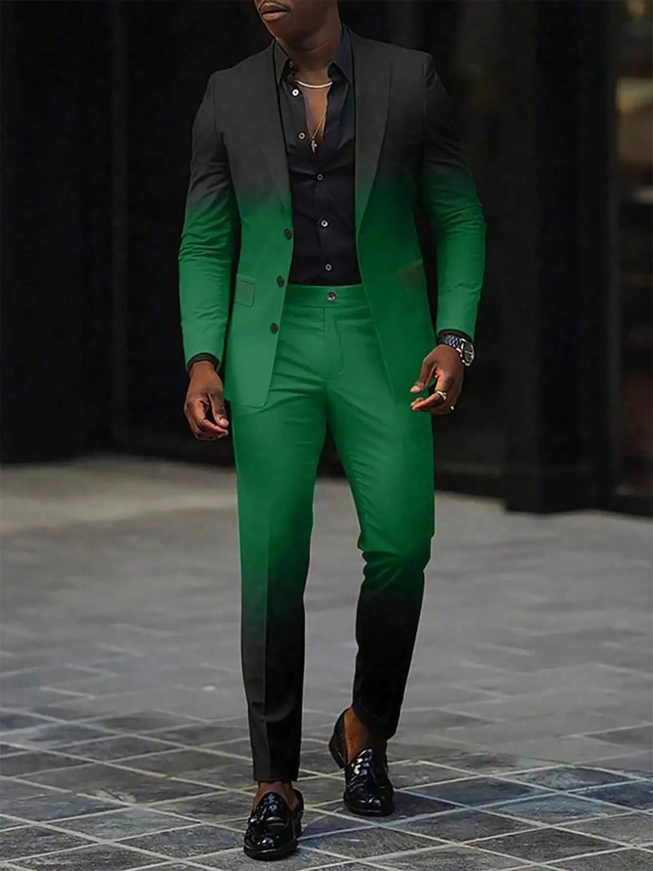 Gradient ball high-end clothing set long pants set single chest set button down pants two-piece set WL008-MR7 240923