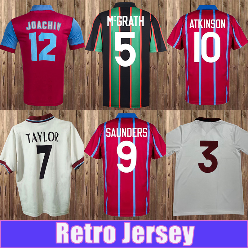 1982 2012 TAYLOR Mens Retro Soccer Jerseys MILOSEVIC WRIGHT McGRATH EHIOGU SAUNDERS YORKE ATKINSON Home Away 3rd Vintage Football Shirts