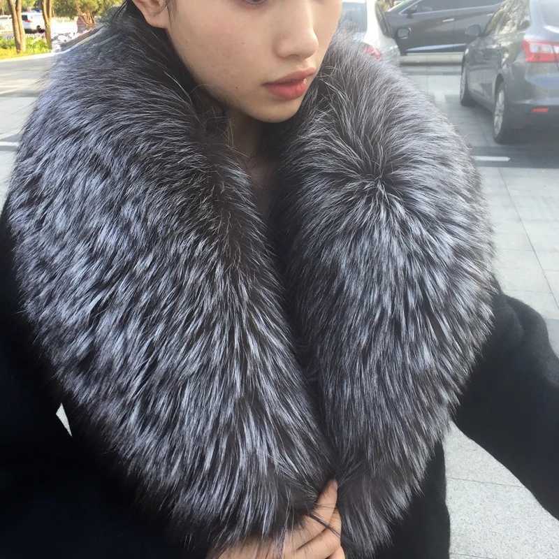 Scarves Real Fox Fur Collar For Women Men Coat Jacket Shl Wrs Winter Warm Fur Collar Extra Large Size Neck Warmer Fur Scarf Shls J240923