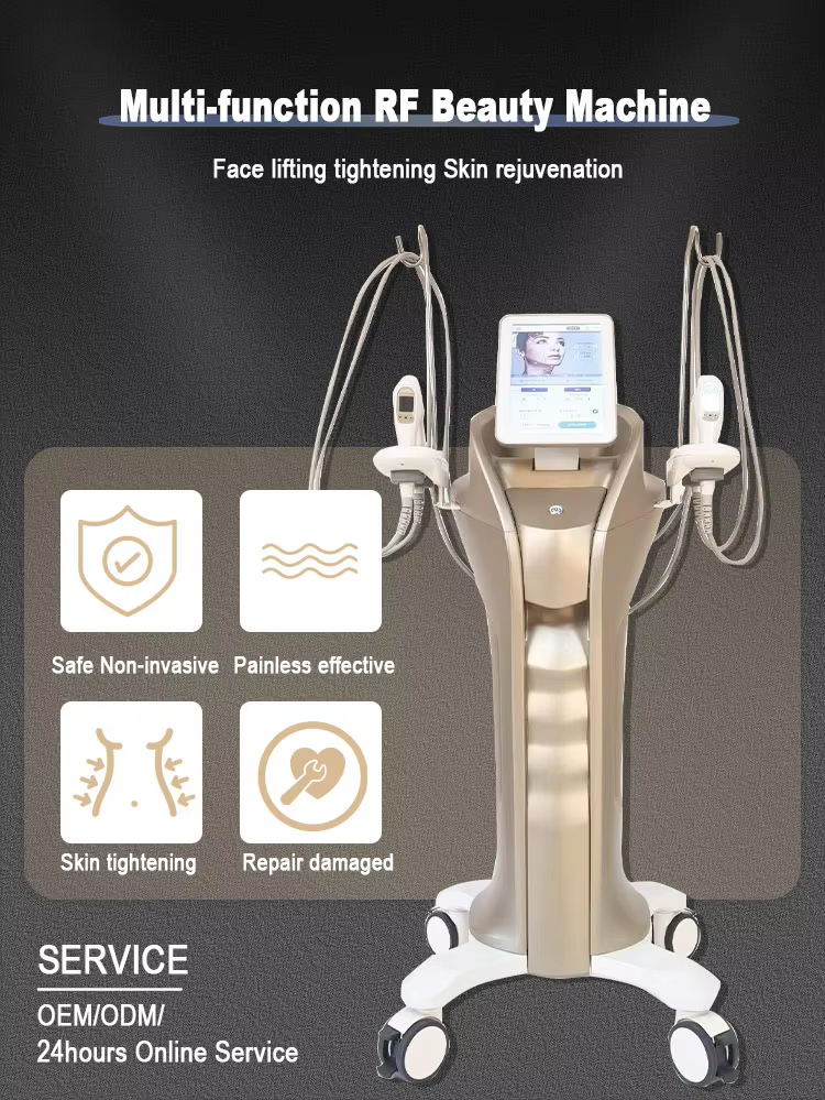 Vertical Powerful New Double Hifu Gold MFU & RF SD Focused Ultrasound Skin Lifting Machine anti-aging salon Use