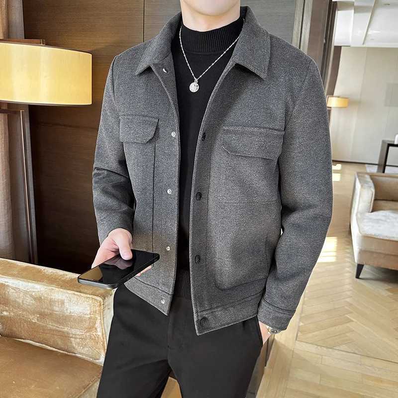 Brand clothing mens spring high-quality wool jacket/mens ultra-thin slim and thick keeping warm coarse woolen jacket fashionable casual jacket W240921