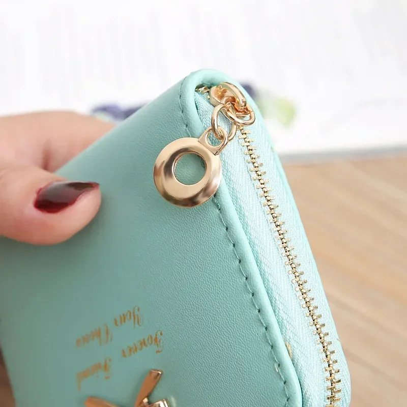 2025 New Cute Candy wallet Bow Women Small Leather Wallets Zipper Purses Girls Lady Purse Female Short for Coins Card Holders Clutch Wallet