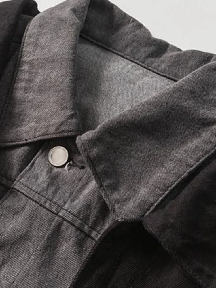 Mafokuwz street denim jacket unisex cool Vandalism patch work mens oversized workwear punk niche American 240921