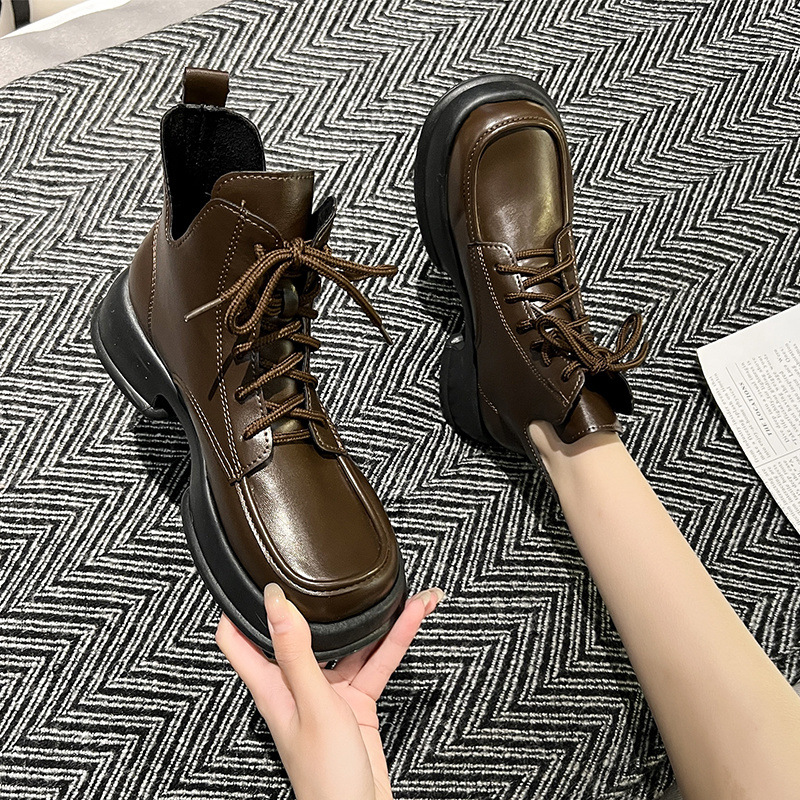 Women's Plus Size Lace-up Ankle Boots: Stylish, Comfortable, Thick Sole ede7