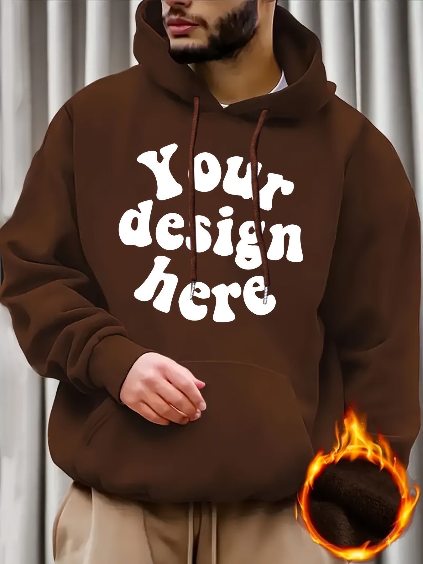 Men Sweaters Mens Personalized Your Design Here Letter Print Casual Hoodie | 100% Polyester Knit Fabric with Slight Stretch | Regular Fit Pullover wit