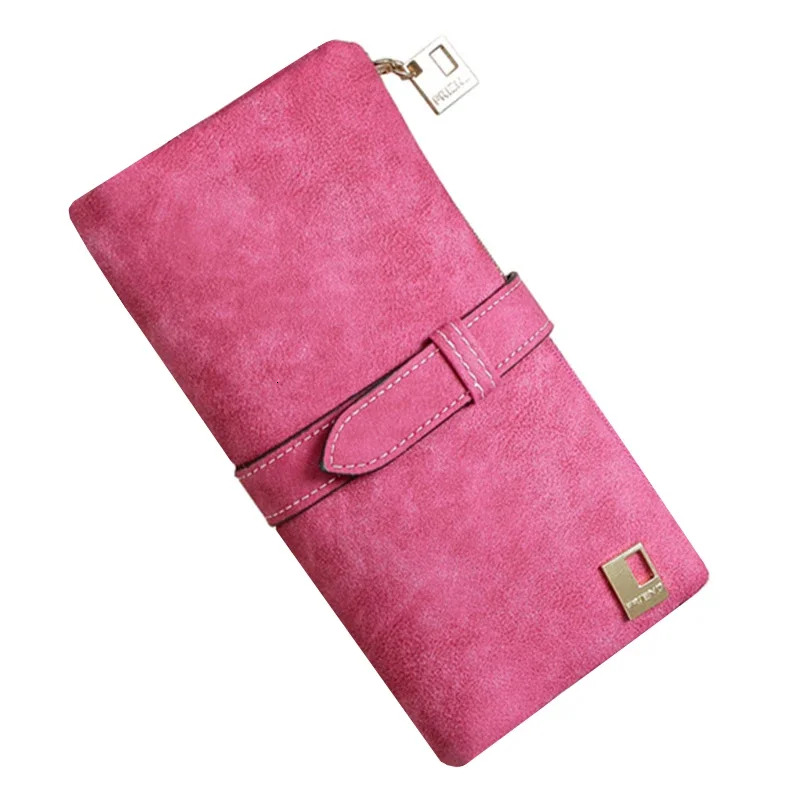 Solid Drawstring Nubuck Leather Zipper Long Women Wallet Phone Bag trend Brand Wallets wallet Designer Purse Card Holder Clutch