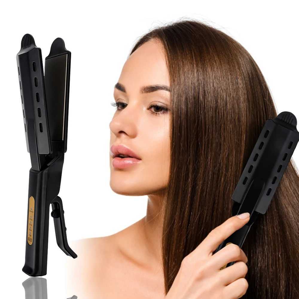 Straight hair straightener with four temperature adjustments ceramic tourmaline ion flat iron wide panel professional styling tool CL240923