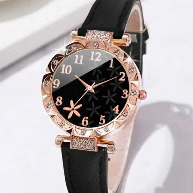 6PCS Set Watch For Women Luxury Leather Analog Ladies Quartz Wrist Watch Fashion Bracelet Watch Set Female Relogio FemininoX240923
