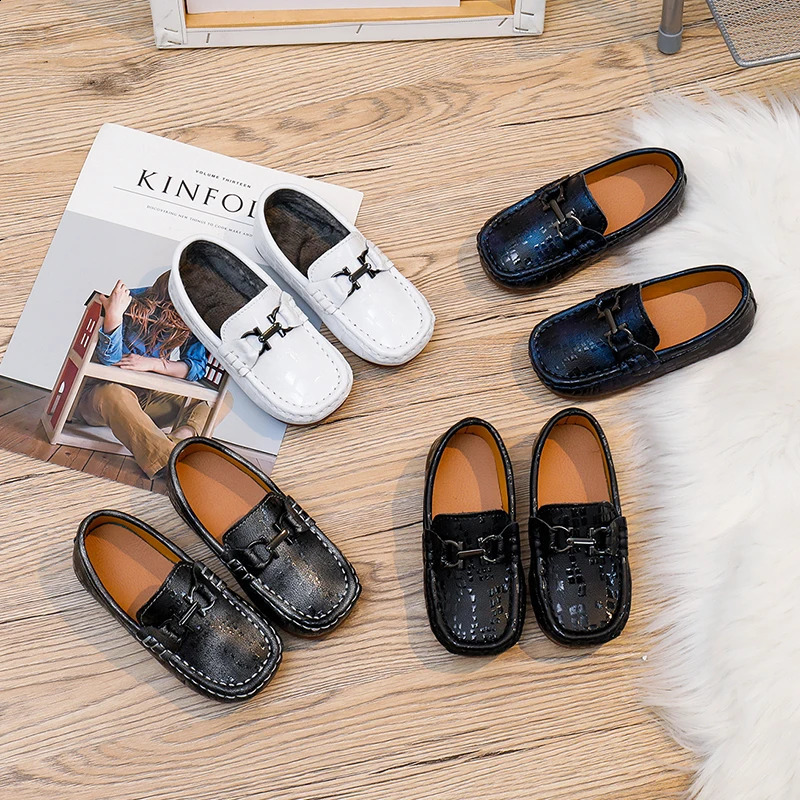 Childrens Genuine Leather Kids Loafers Baby Little Boys Girls Moccasins Toddler Flats Casual Boat Wedding Shoes 240921