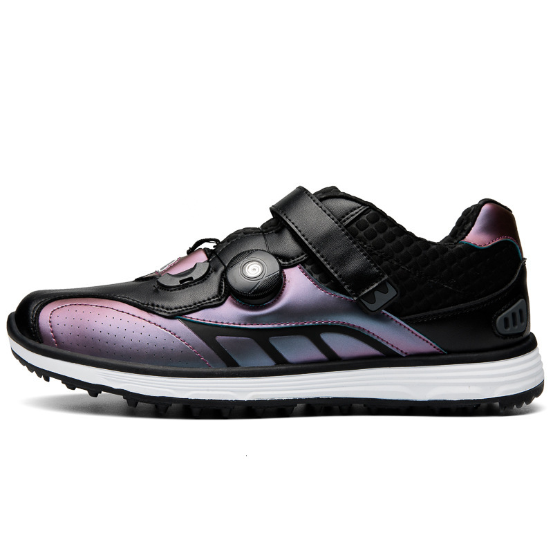 ddmytiger Rotating Button Quick Lacing Breathable Golf Men's Reflective Color Changing Fixed Shattered Nails Anti slip Sports Shoes C