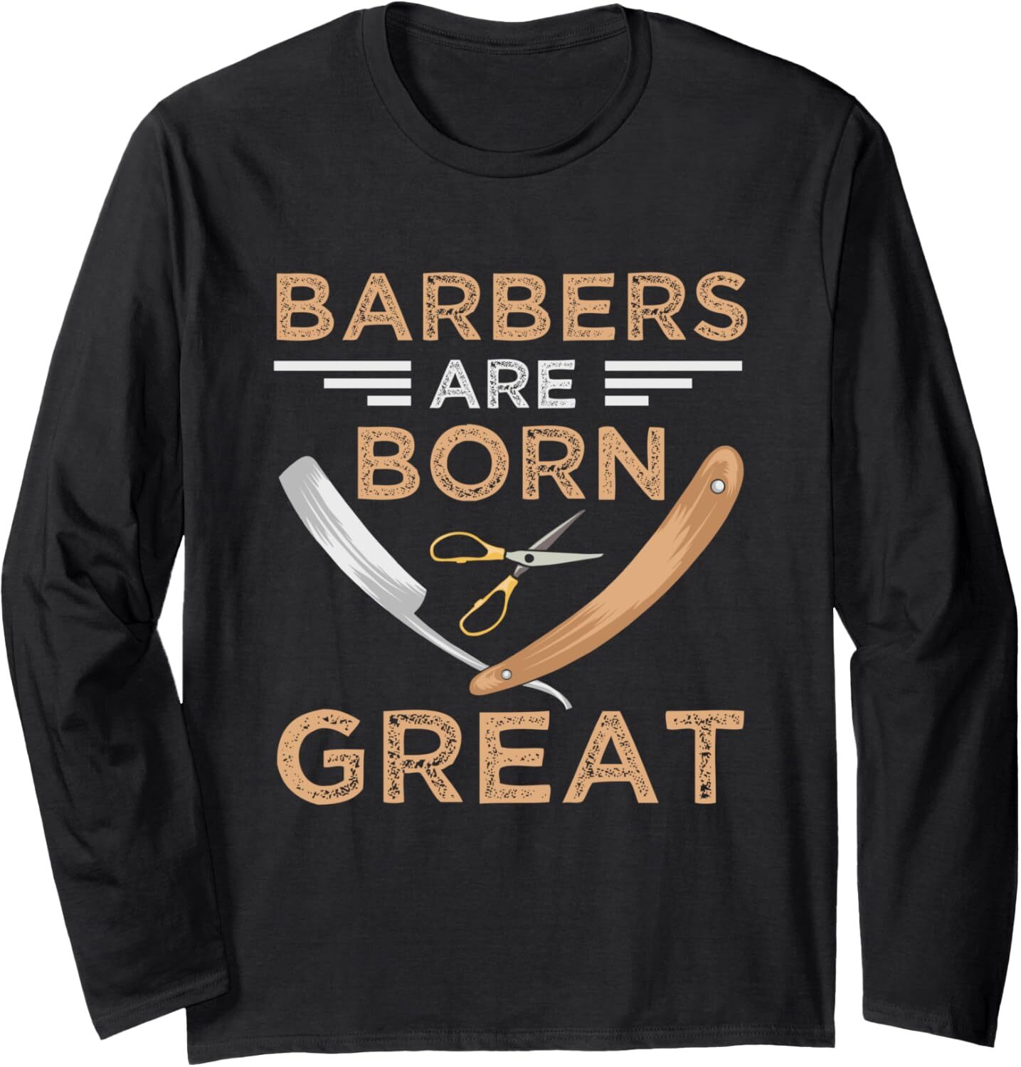 Long Sleeve Shirts for Men sweatshirt Vintage Barbers Are Born Hair Stylist Gift Barber Shop Gift Long Sleeve Tee Streetwear Casual tops clothes