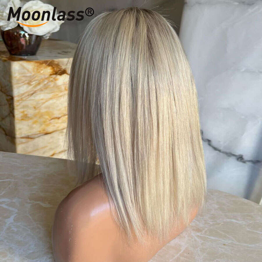 Ash Short Bob Human Hair Wigs 150 Density Ombre Blonde 13x4 Lace Front For Women Preplucked Natural Haire Remy Wig