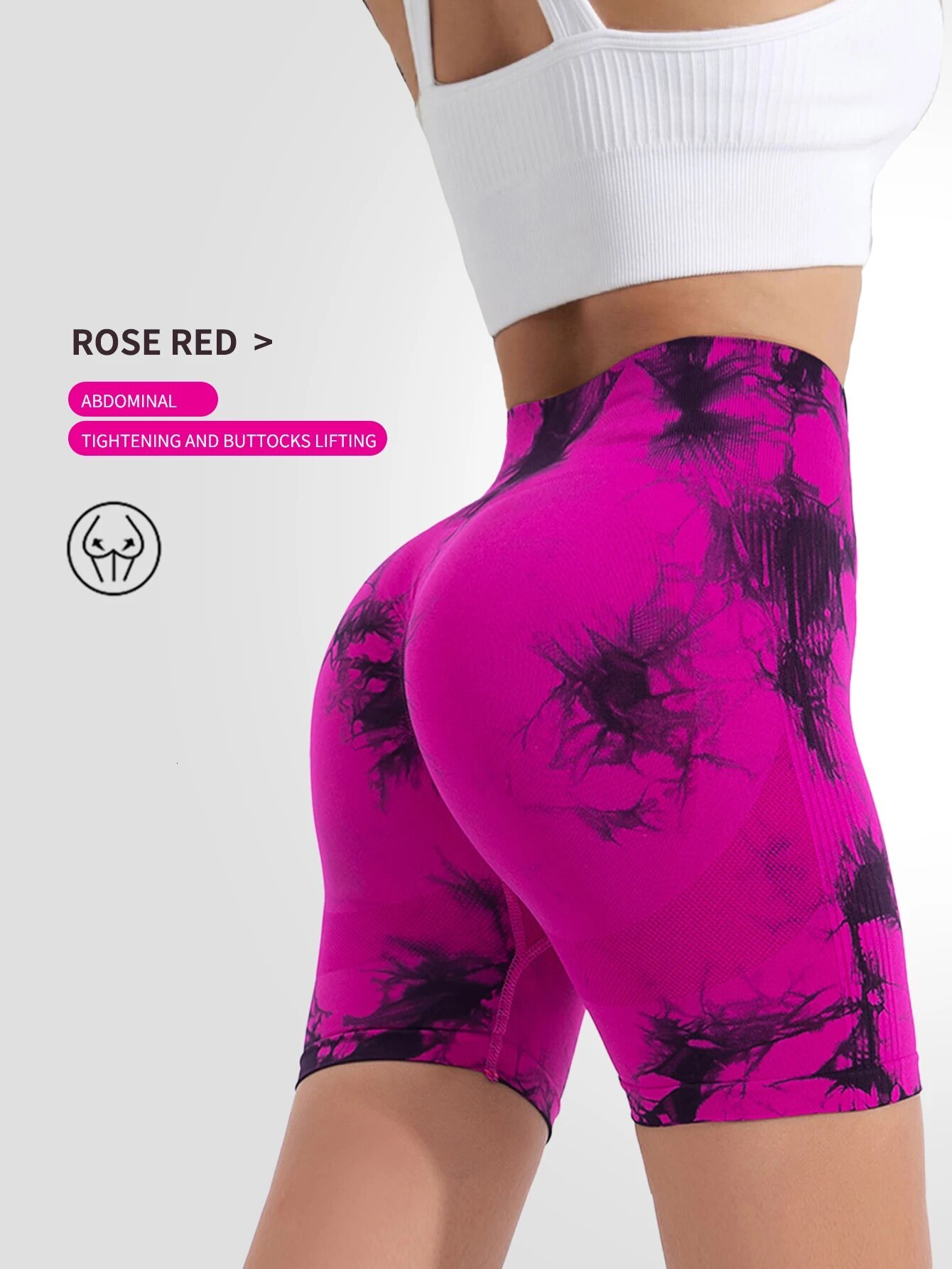 Cross Border Peach Lifting Buttoc Tied At High Waist Yoga Fiess Pants, Seamless Tie Dyed Sports Tight Pants