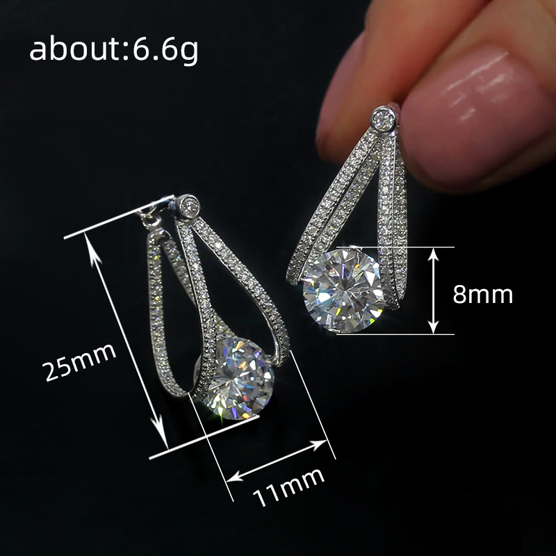 Sterg Sier Round Cut White Topaz CZ Dia Clip-on Earrings for Women