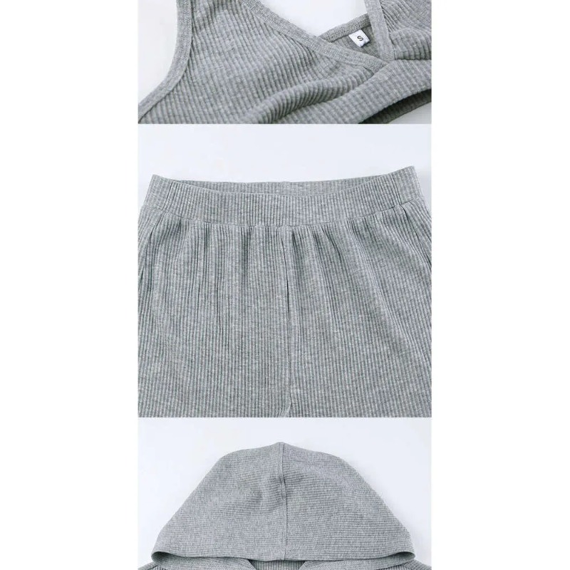 121 Yoga Top Sweatshorts Hoodie Three Pcs Set Women Sport Suit Knitted Zipper Hooded Cardigan Sweatshirt V-neck Triangular Cup Chest High