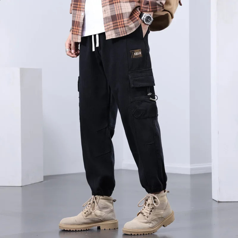 Mens Military Tactical Joggers Sweatpants Appliques American Style Cargo Pants Y2K Vintage Baggy Multi-pocket Trousers 240911