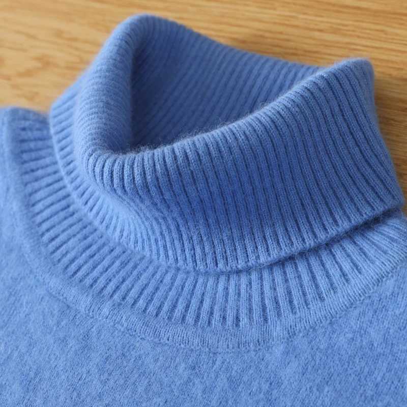 Mens Turtle Neck 100% Mink Cashmere Sweater Mens 2023 Autumn/Winter Large Loose Knitted Sweater Keep Warm Mens Parachute Y240923