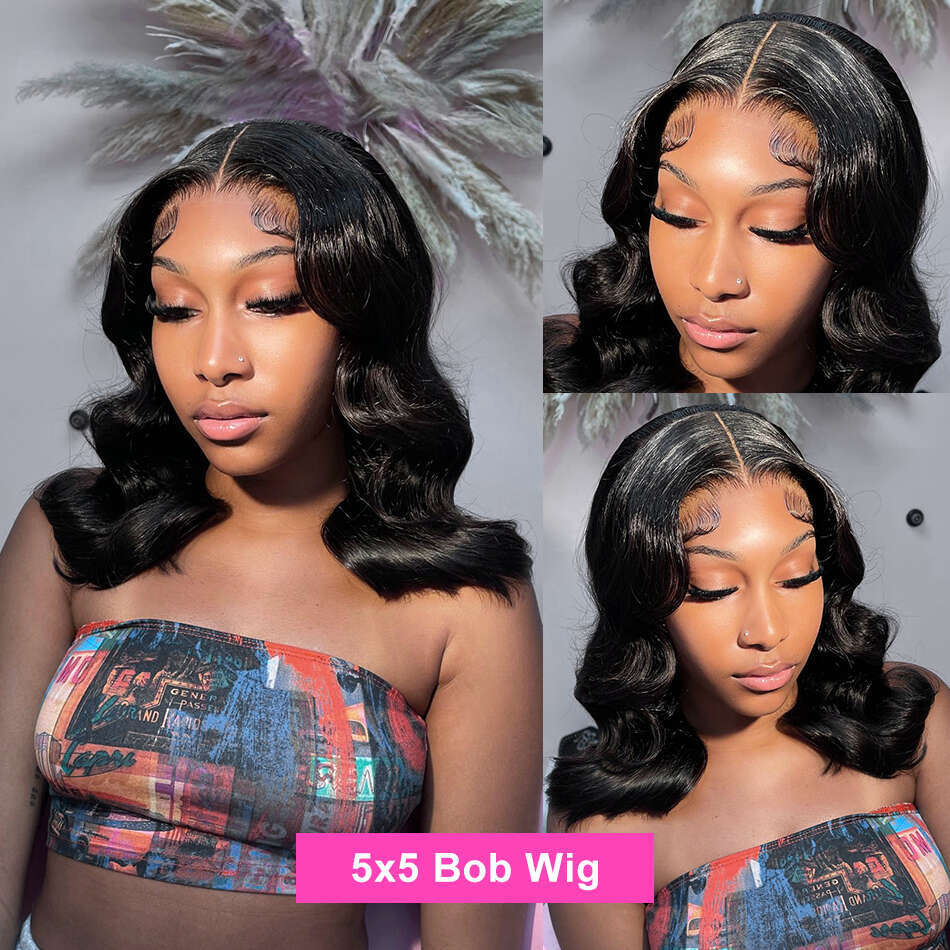 Luvin 13x6 Body Wave Frontal Bob Pre Plucked 13x4 Human Hair Wigs Short 5x5 Lace Closure Wig For Women