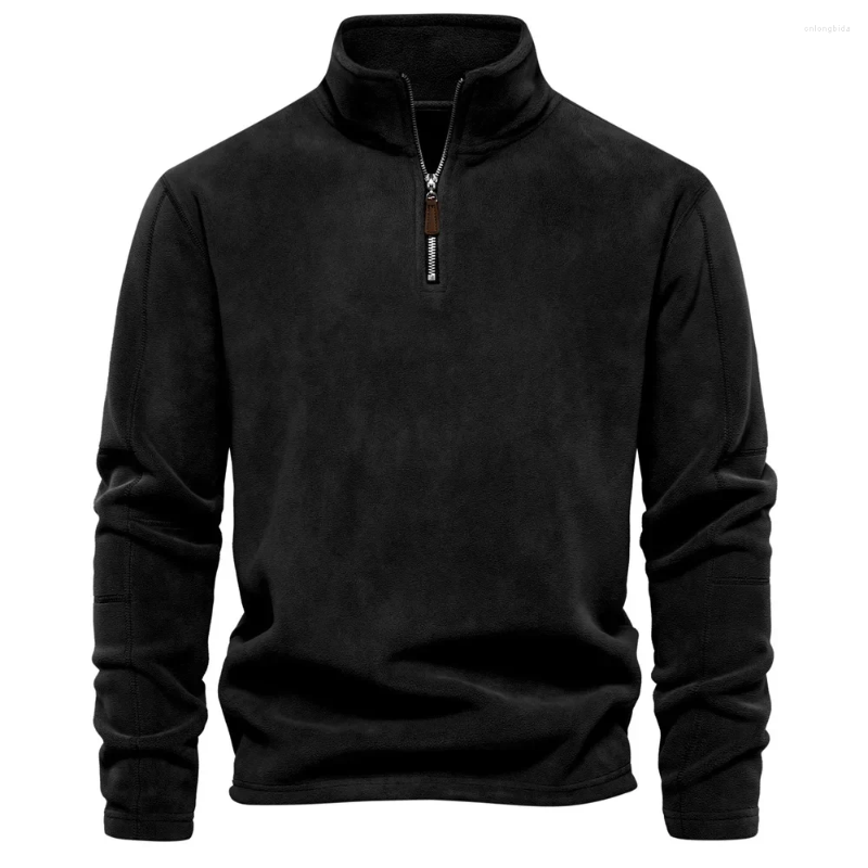 Mens Hoodies Autumn Winter Mens Sweatshirt Stand Neck Half Zip Long Sleeve Hoodie High-quality Fashion Versatile Fleece Sweaters Men