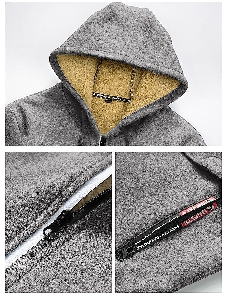 Men's Zip Up Sweatshirt Sherpa Hoodie Sweat Jacket Casual Essential Winter Clothing Apparel Hoodies Sweatshirts