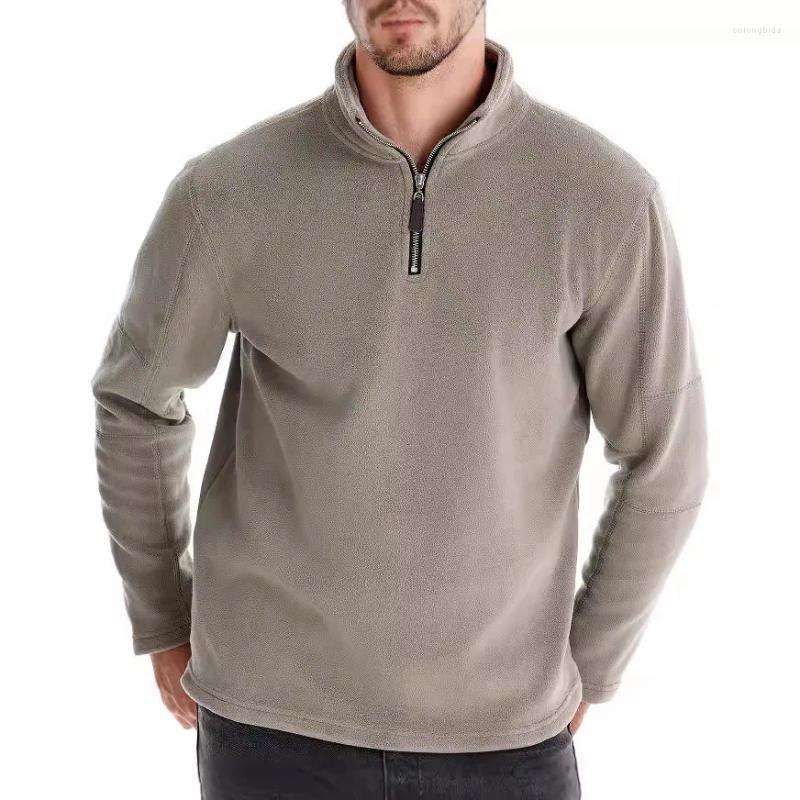 Mens Hoodies Autumn Winter Mens Sweatshirt Stand Neck Half Zip Long Sleeve Hoodie High-quality Fashion Versatile Fleece Sweaters Men