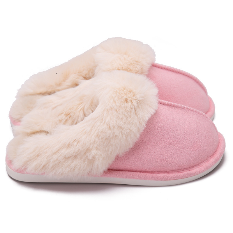 Cozy 2024 Winter Indoor Faux Suede Plush Fluffy Flat Heel Couple Cotton Shoes for Women, Home Bedroom Slippers