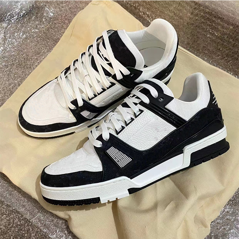 Designer Trainer Running Shoes Sneakers Virgil Men Women Fashion black and bluePlatform Leather Rubber Walking Outdoor 36-45